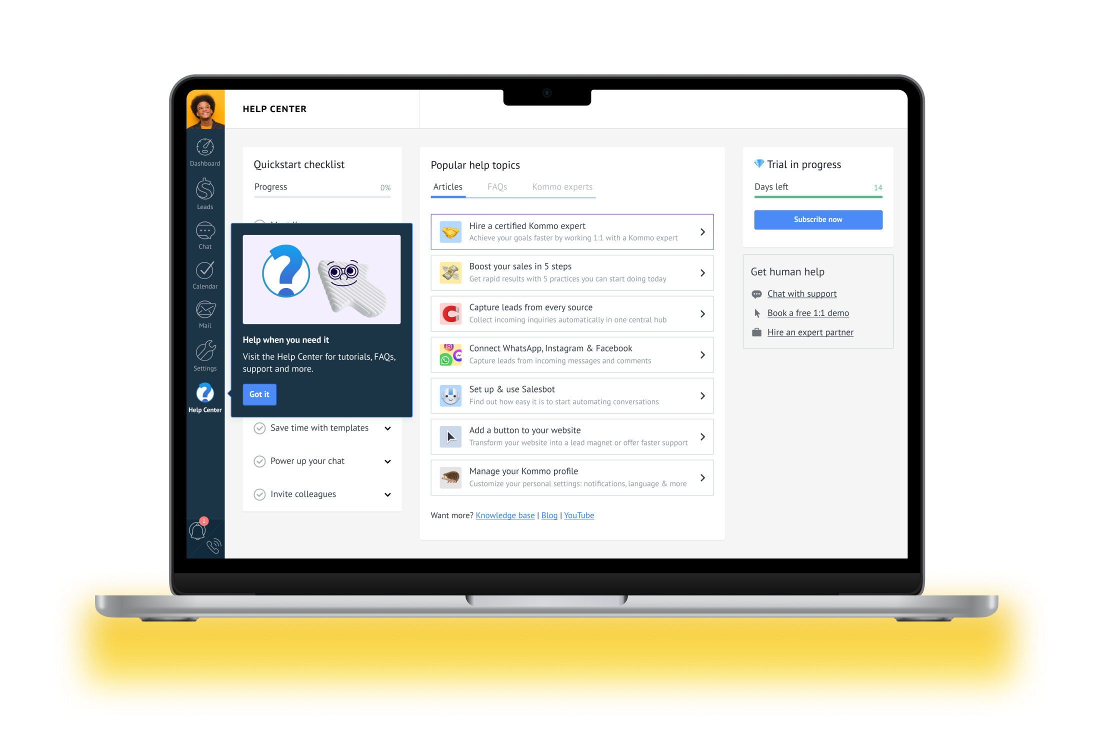 Help Center & Onboarding project screenshot
